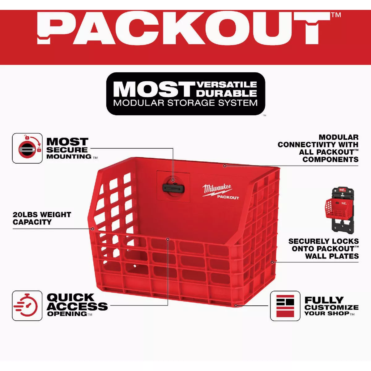 Milwaukee PACKOUT Compact Wall Basket - photo 2