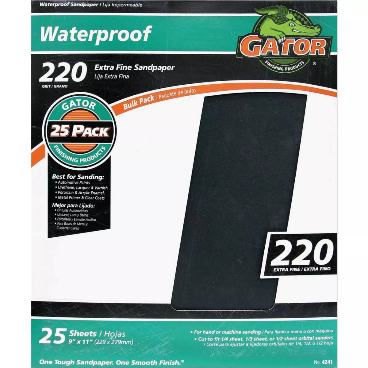 Gator Blade Waterproof 9 In. x 11 In. 220 Grit Extra Fine Sandpaper (25-Pack)