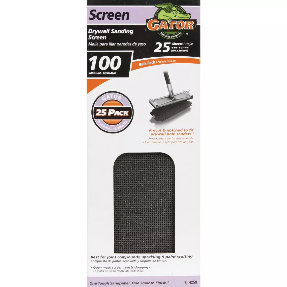 Gator Grit 100 Grit 4-3/8 In. x 11 In. Precut Drywall Sanding Screen (25-Pack)