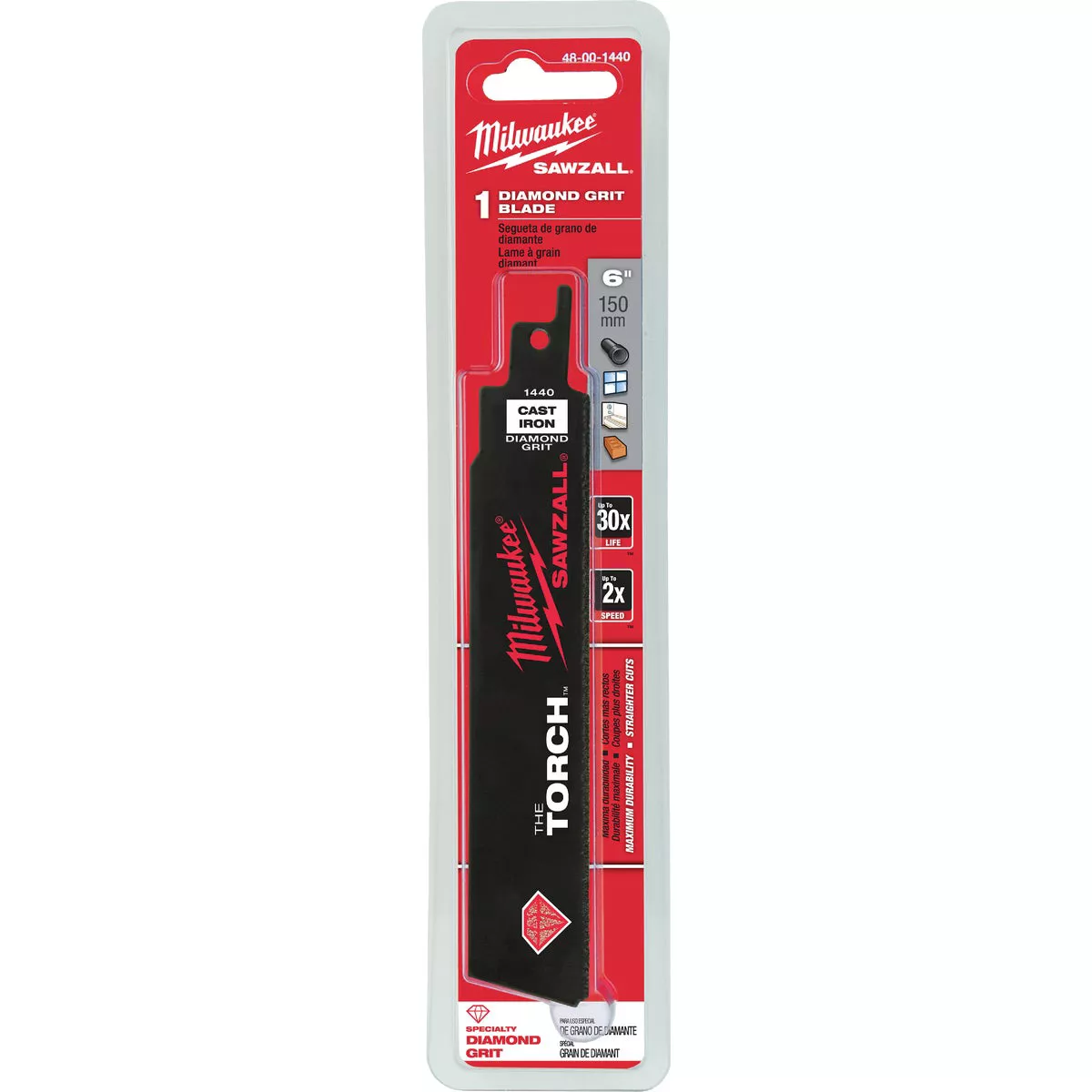 Milwaukee SAWZALL The TORCH 6 In. Diamond Grit Reciprocating Saw Blade - photo 2