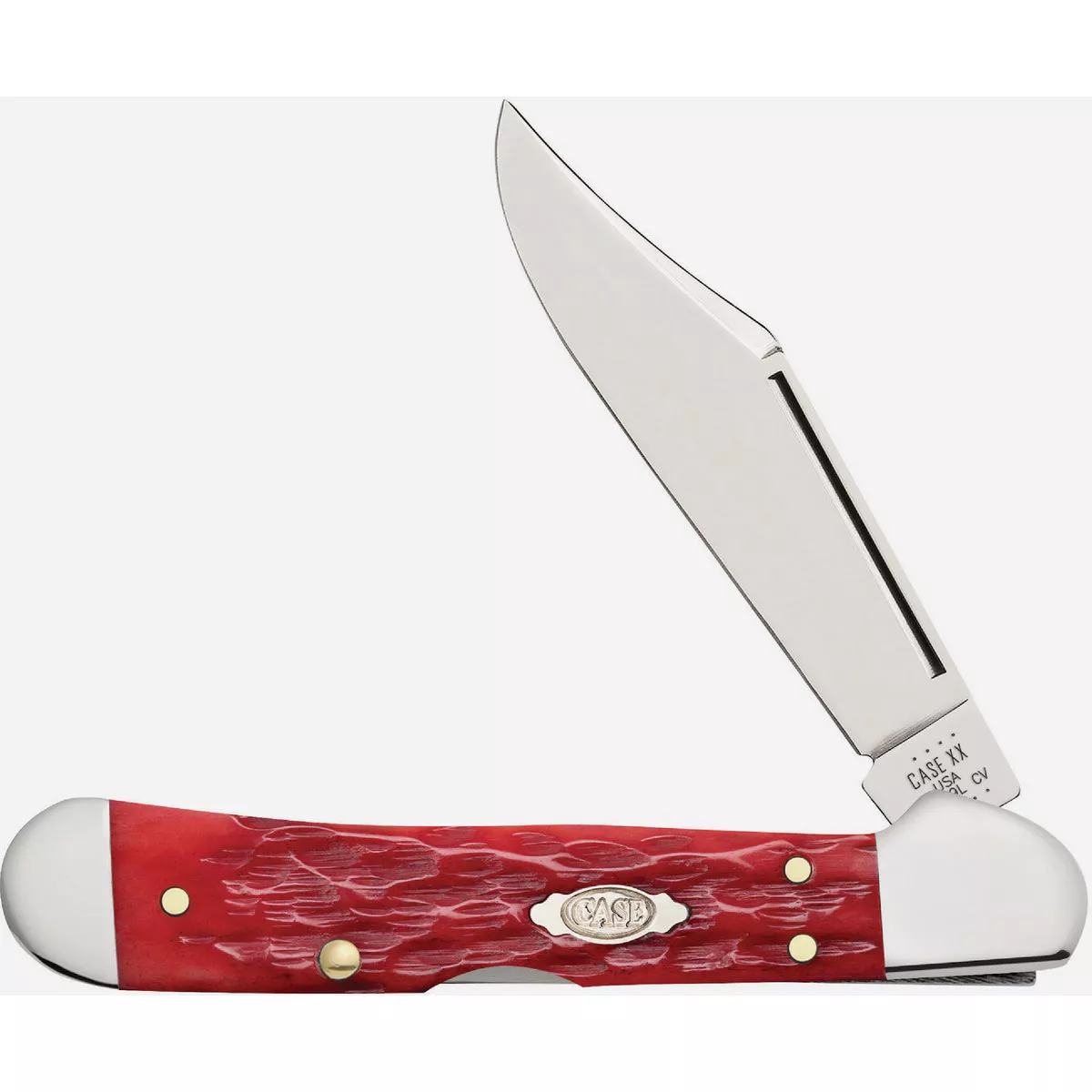 Case 2.72 In. Dark Red Bone Peach Seed Jig Mini CopperLock Pocket Knife
