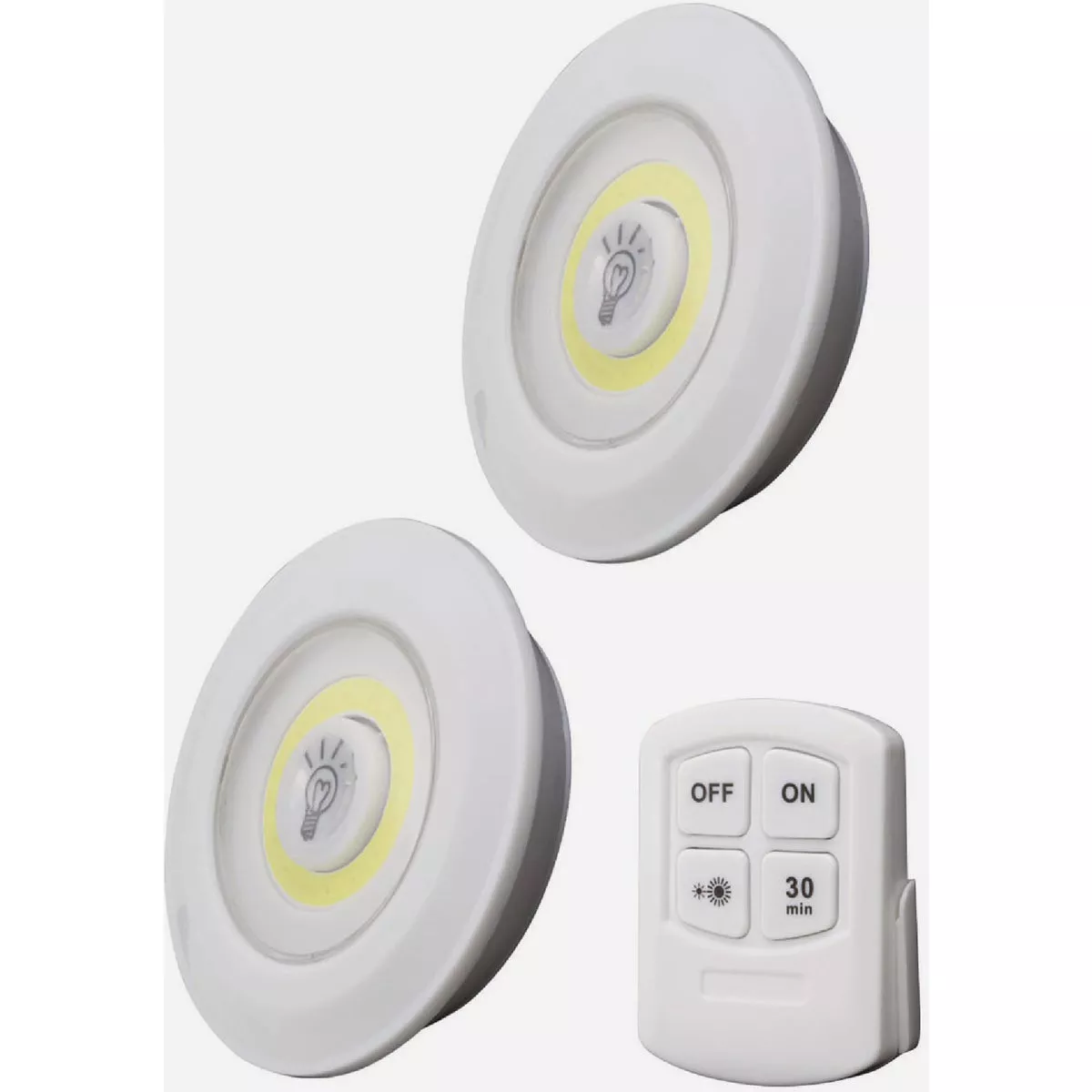 LitezAll Promier Products White COB LED Puck Lights (2-Pack)