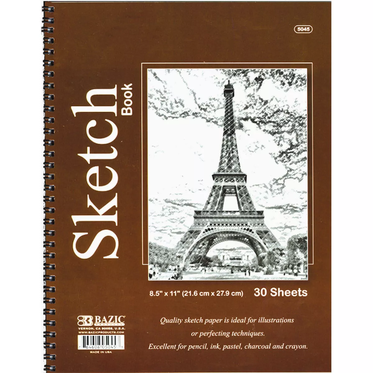 Bazic Products 8.5 In. x 11 In. Spiral Sketch Book (30 Sheets)