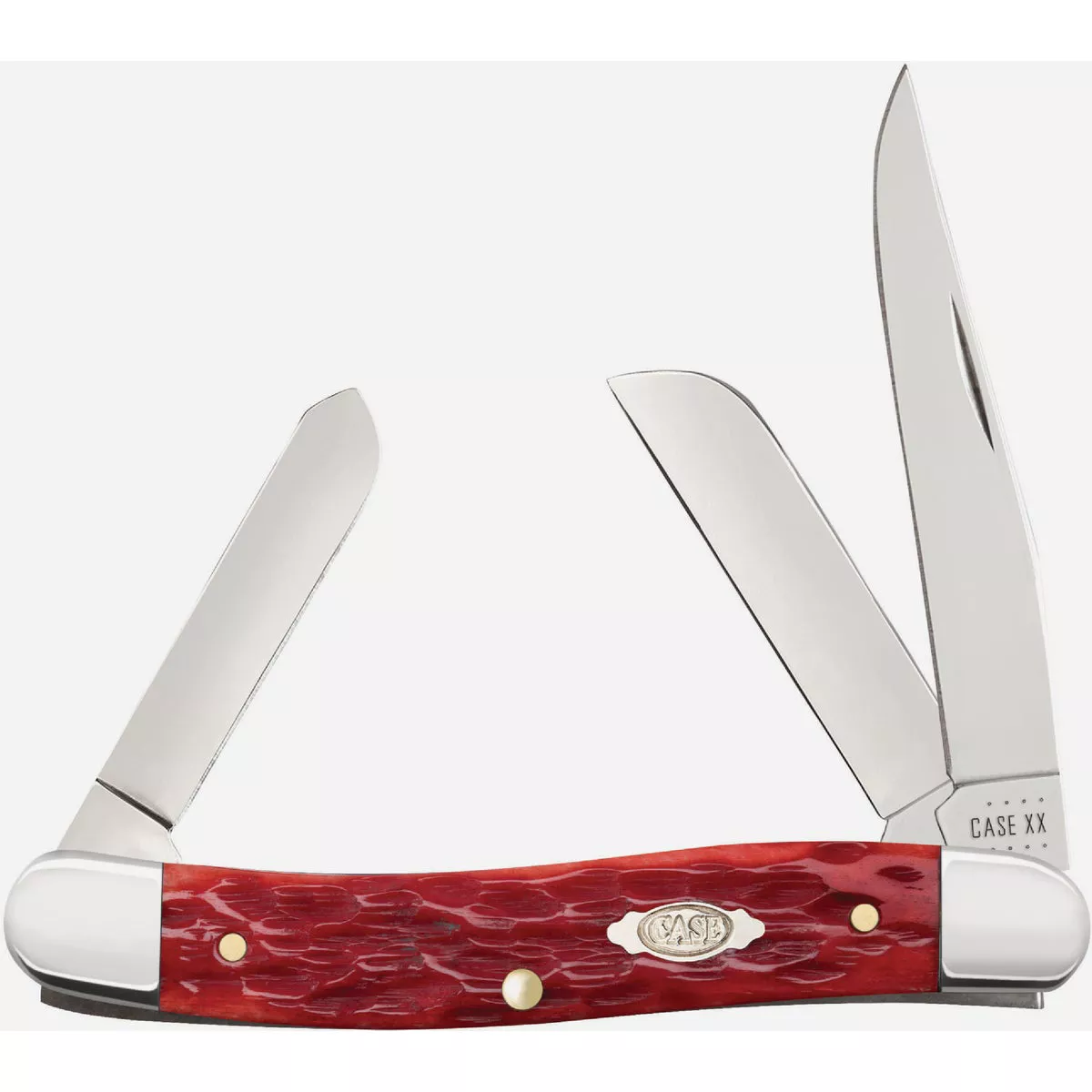 Case 2.55 In. Dark Red Bone Peach Seed Jig Medium Stockman Pocket Knife