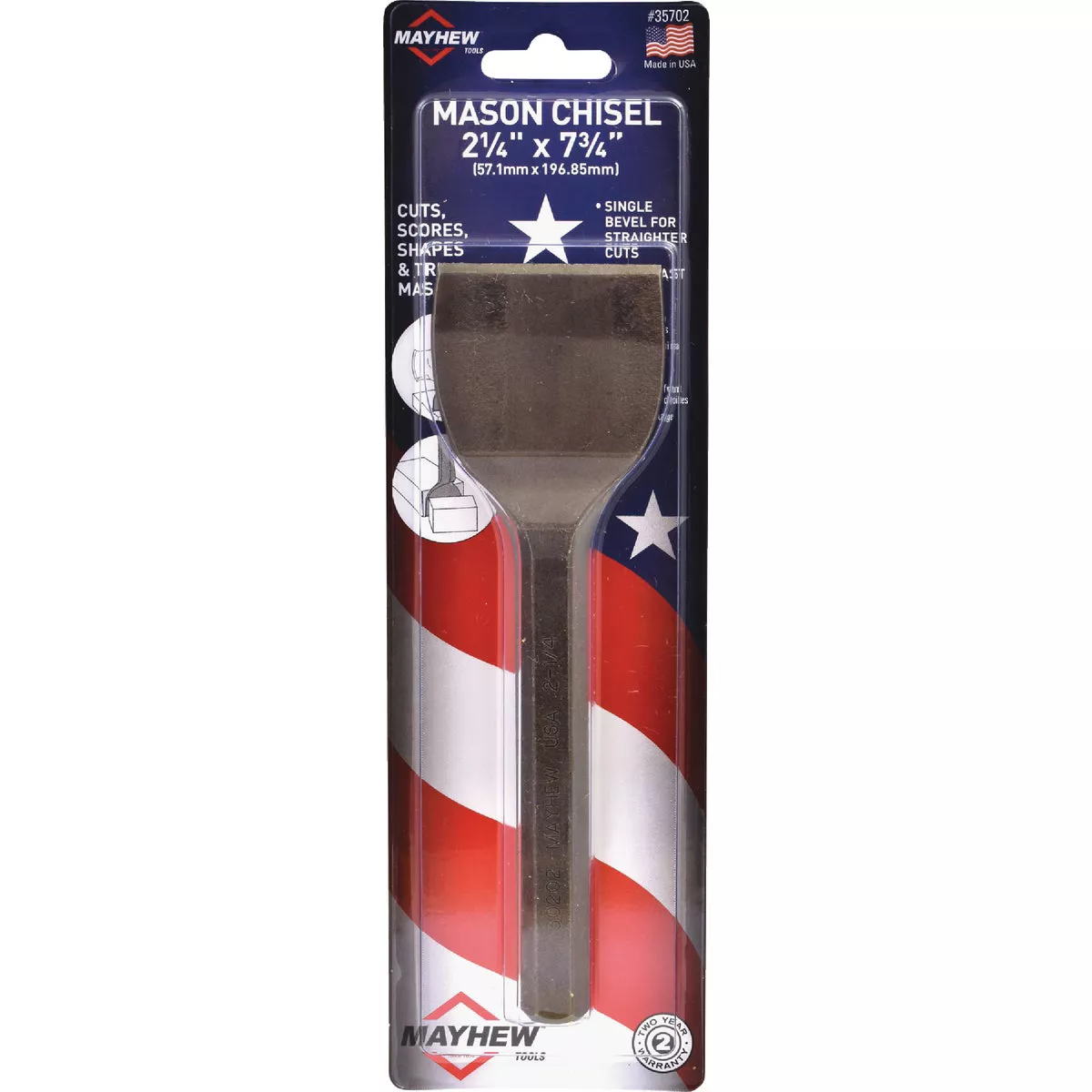 Mayhew Tools 2-1/4 In. x 7-3/4 In. Mason Chisel - photo 4