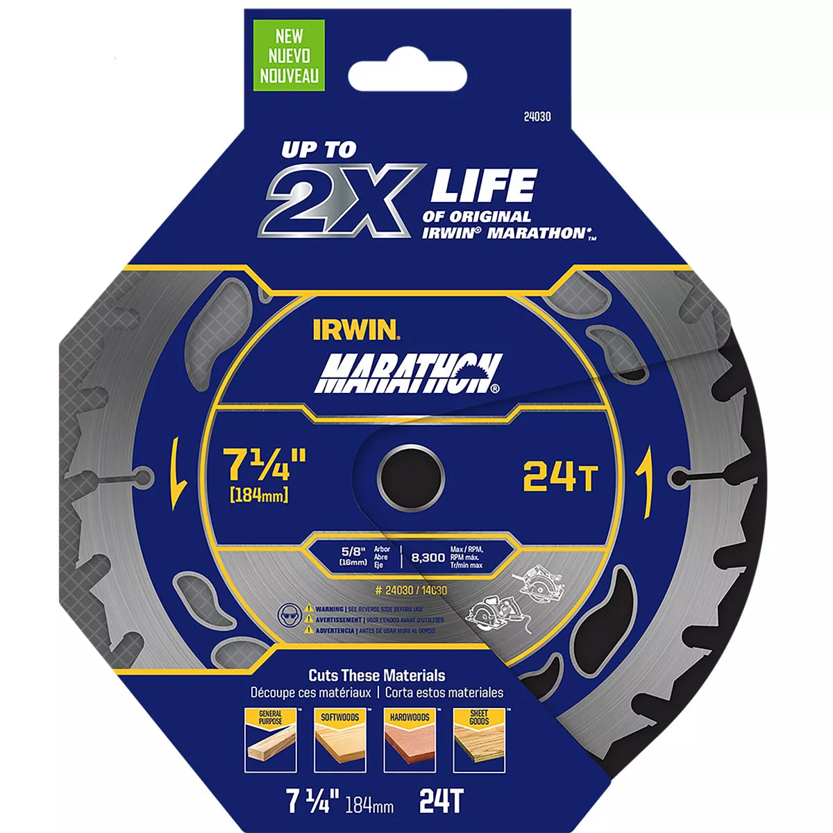 Irwin Marathon 7-1/4 In. 24-Tooth Framing/Ripping Circular Saw Blade, Bulk - photo 2