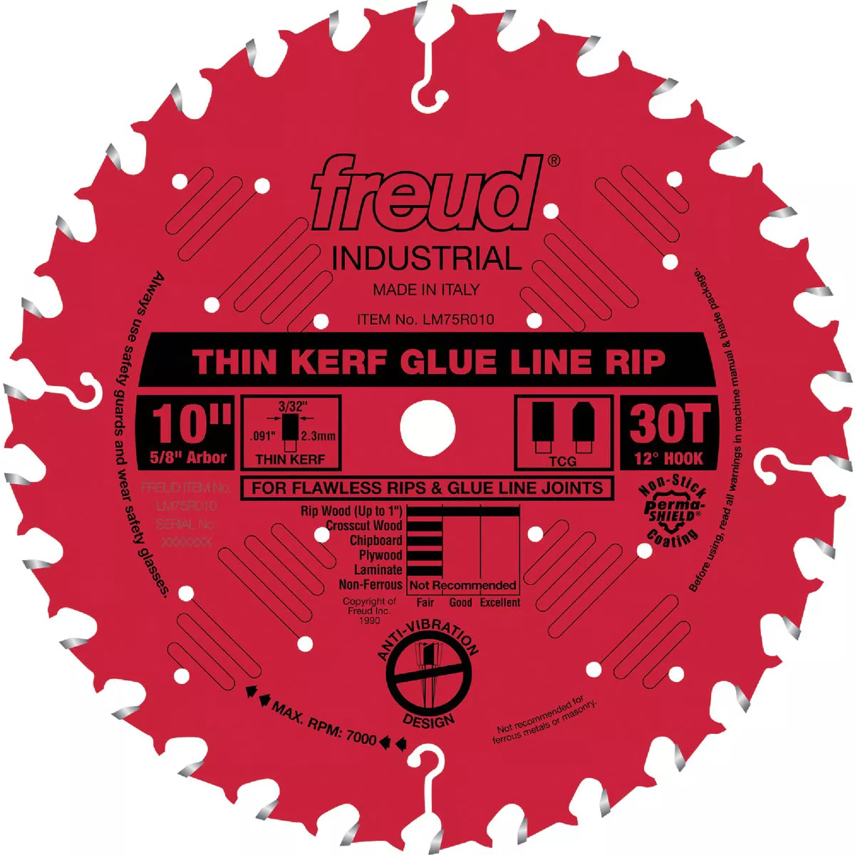Freud Industrial 10 In. 30-Tooth Thin Kerf Glue Line Ripping Circular Saw Blade