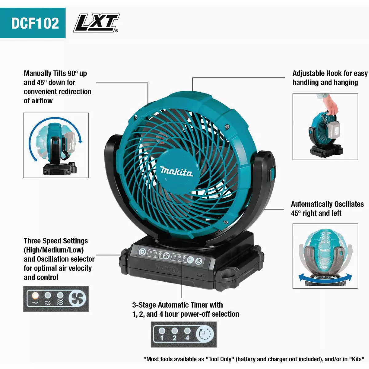 Makita 18V LXT Lithium-Ion 7-1/8 In. Cordless Jobsite Fan (Tool Only) - photo 12