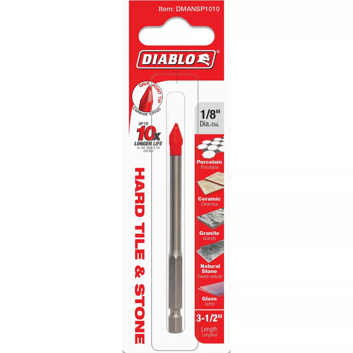Diablo 1/8 In. x 3-1/2 In. Carbide Tipped Glass, Tile & Stone Drill Bit - photo 2
