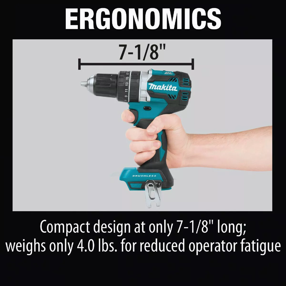 Makita 18V LXT Lithium-Ion Brushless 1/2 In. Compact Cordless Hammer Drill (Tool Only) - photo 6