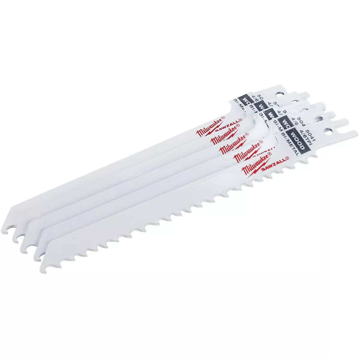 Milwaukee SAWZALL 6 In. 4/6 TPI Wood Scrolling Reciprocating Saw Blade (5-Pack)