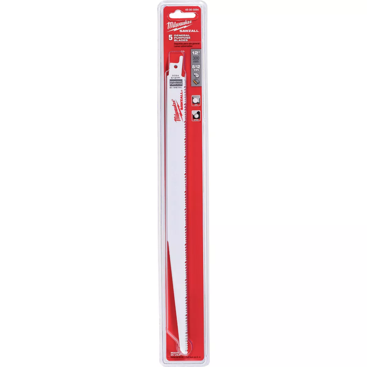 Milwaukee SAWZALL 12 In. 8/12 TPI Multi-Material Reciprocating Saw Blade (5-Pack) - photo 2