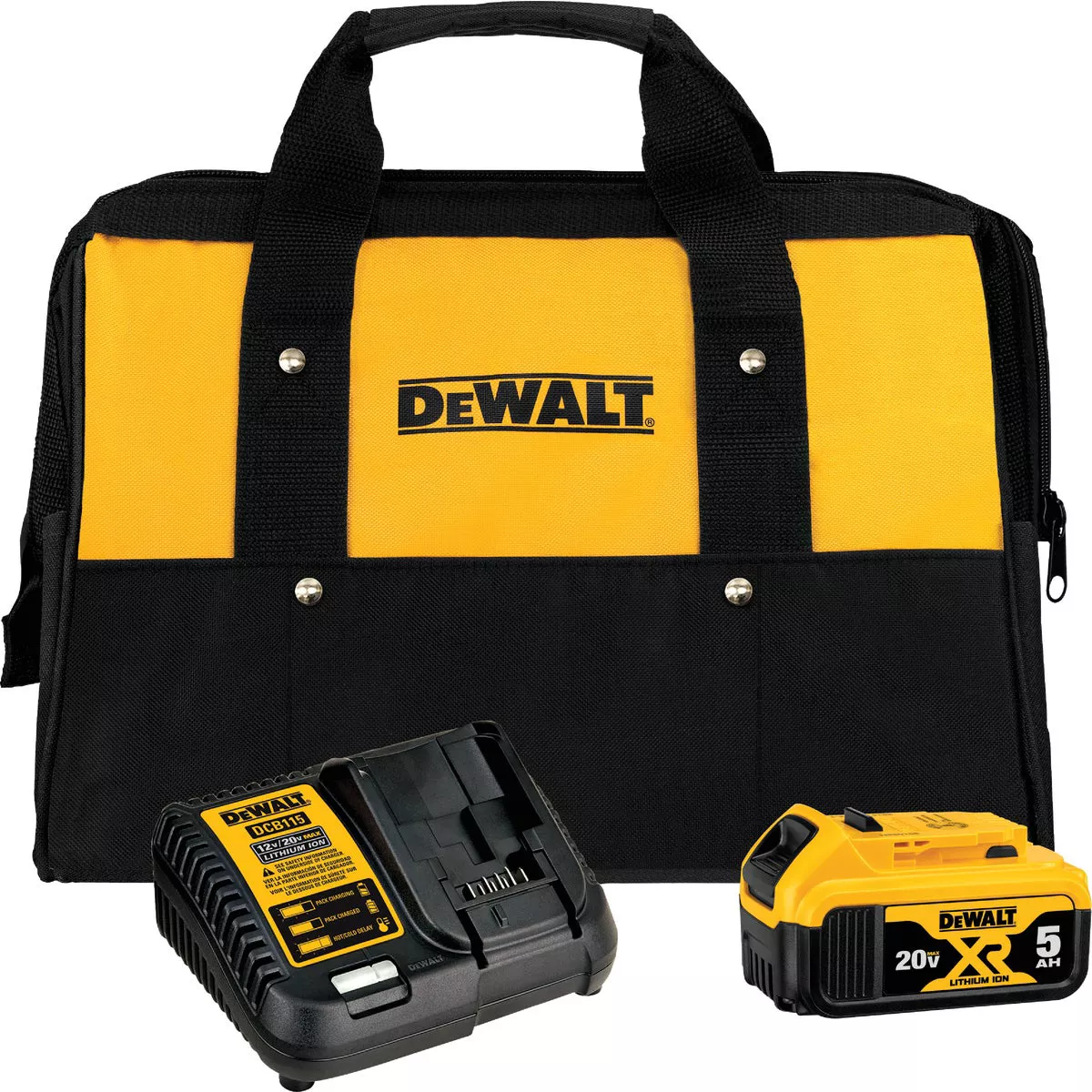 DEWALT 20V MAX XR Premium Lithium-Ion 5.0 Ah Battery Pack & Charger Kit
