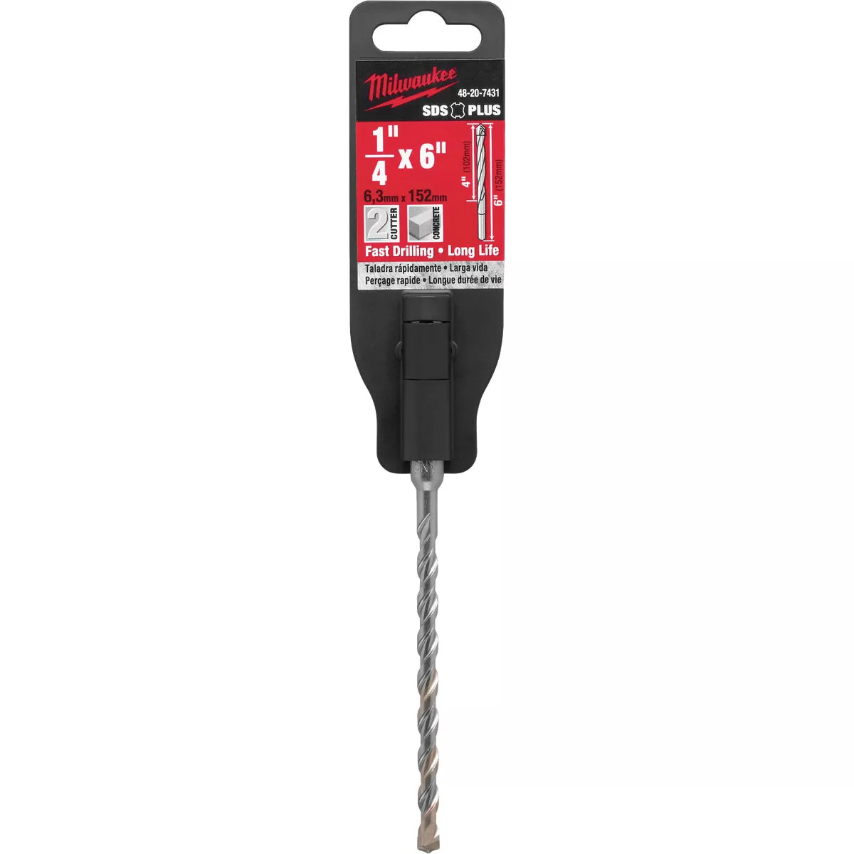 Milwaukee M/2 SDS-Plus 1/4 In. x 6 In. 2-Cutter Rotary Hammer Drill Bit - photo 2
