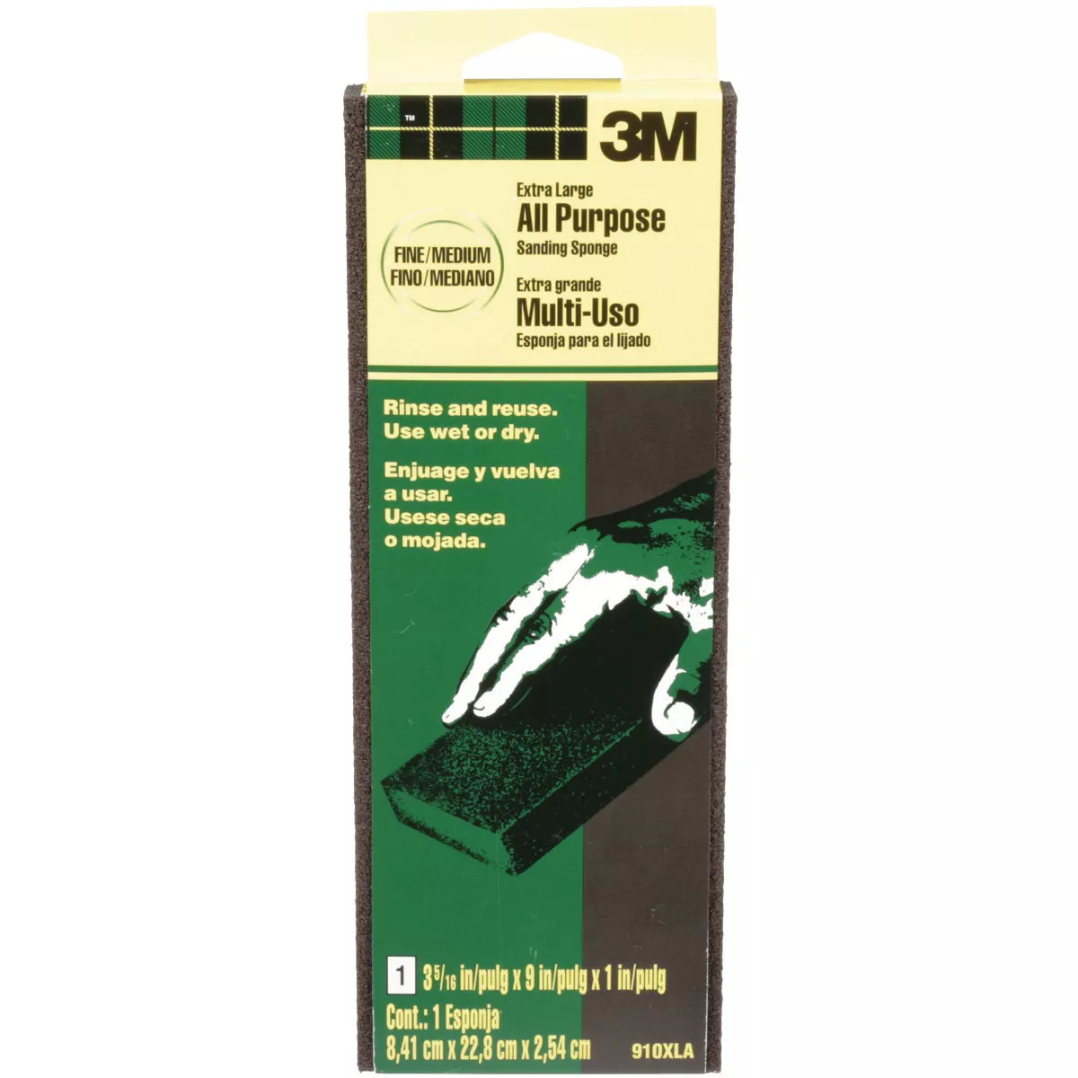 3M 3-5/16 In. x 9 In. x 1 In. Extra Large All Purpose Sanding Sponge, Fine/Medium - photo 2