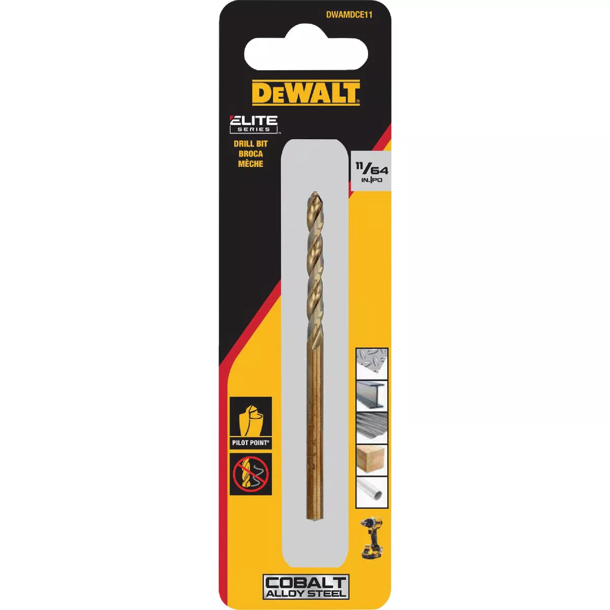 Dewalt Elite Series 11/64 In. x 3-3/10 In. Cobalt Alloy Steel Jobber Length Twist Drill Bit