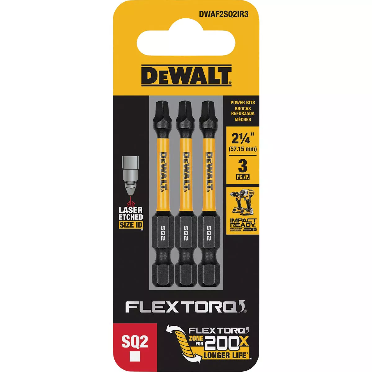 DEWALT FlexTorq 2 In. #2 Square Power Impact Screwdriver Bit