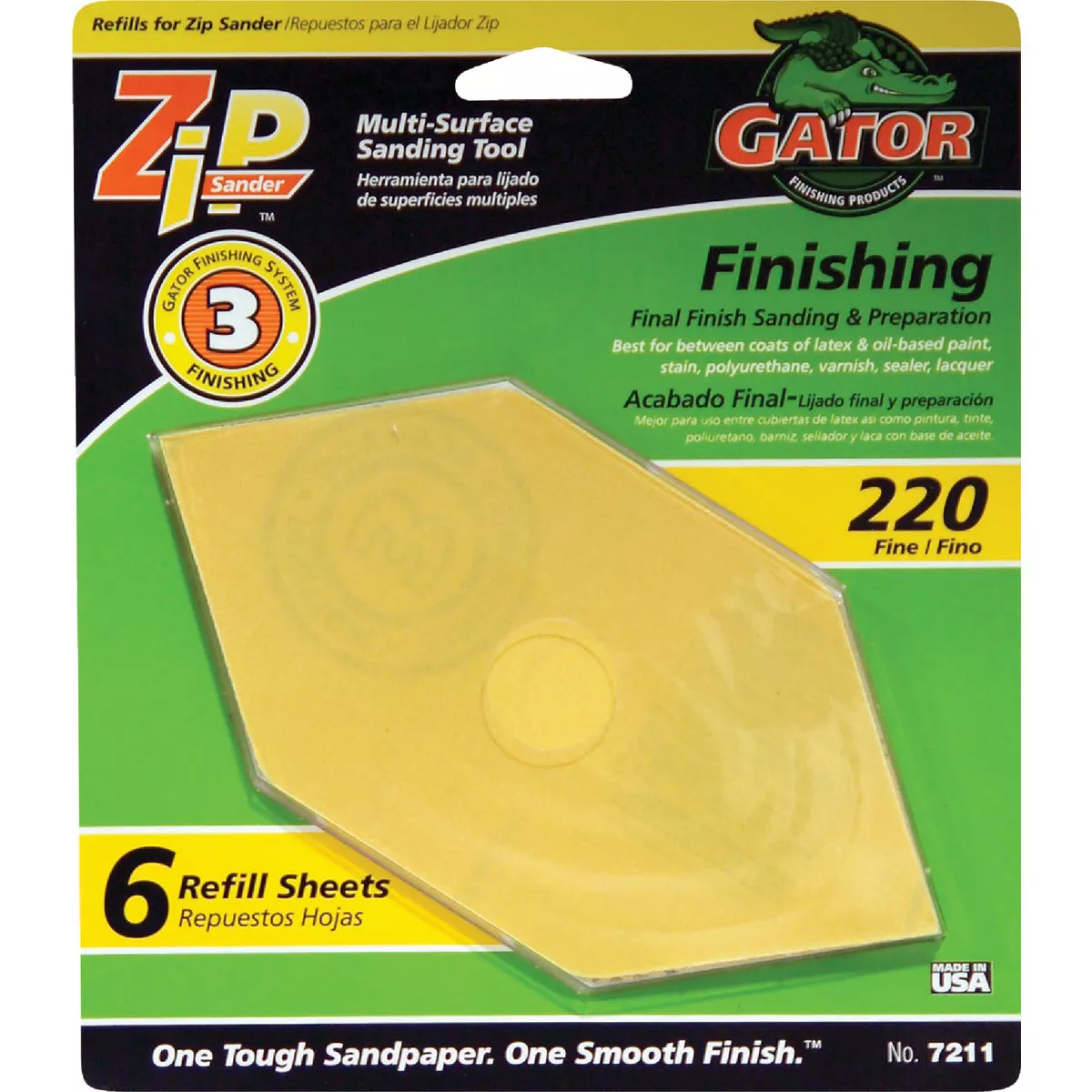 Gator 220G Zip Hand Sander Refill (6 Count)