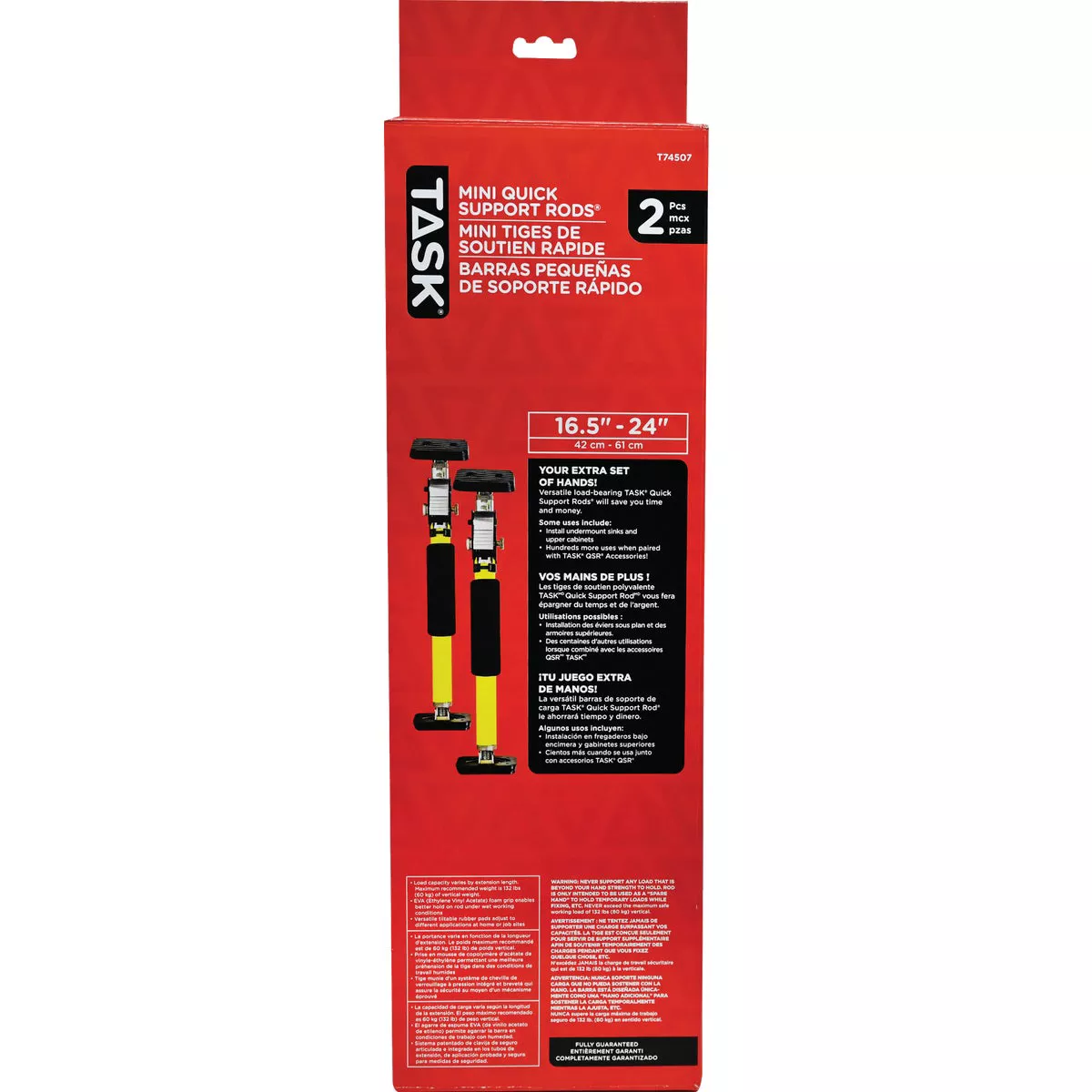 Task 16-1/2 In. to 24 In. EVA Mini Quick Support Rod (2-Pack)