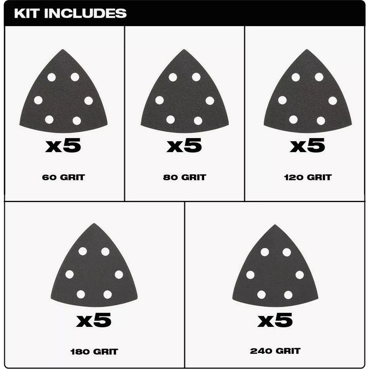 Milwaukee OPEN-LOK 3-1/2 In. Assorted Grit Triangle Sandpaper Variety Pack (25-Pack) - photo 3