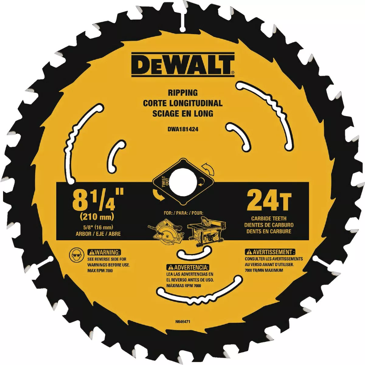 DEWALT 8-1/4 In. 24-Tooth Circular Saw Blade