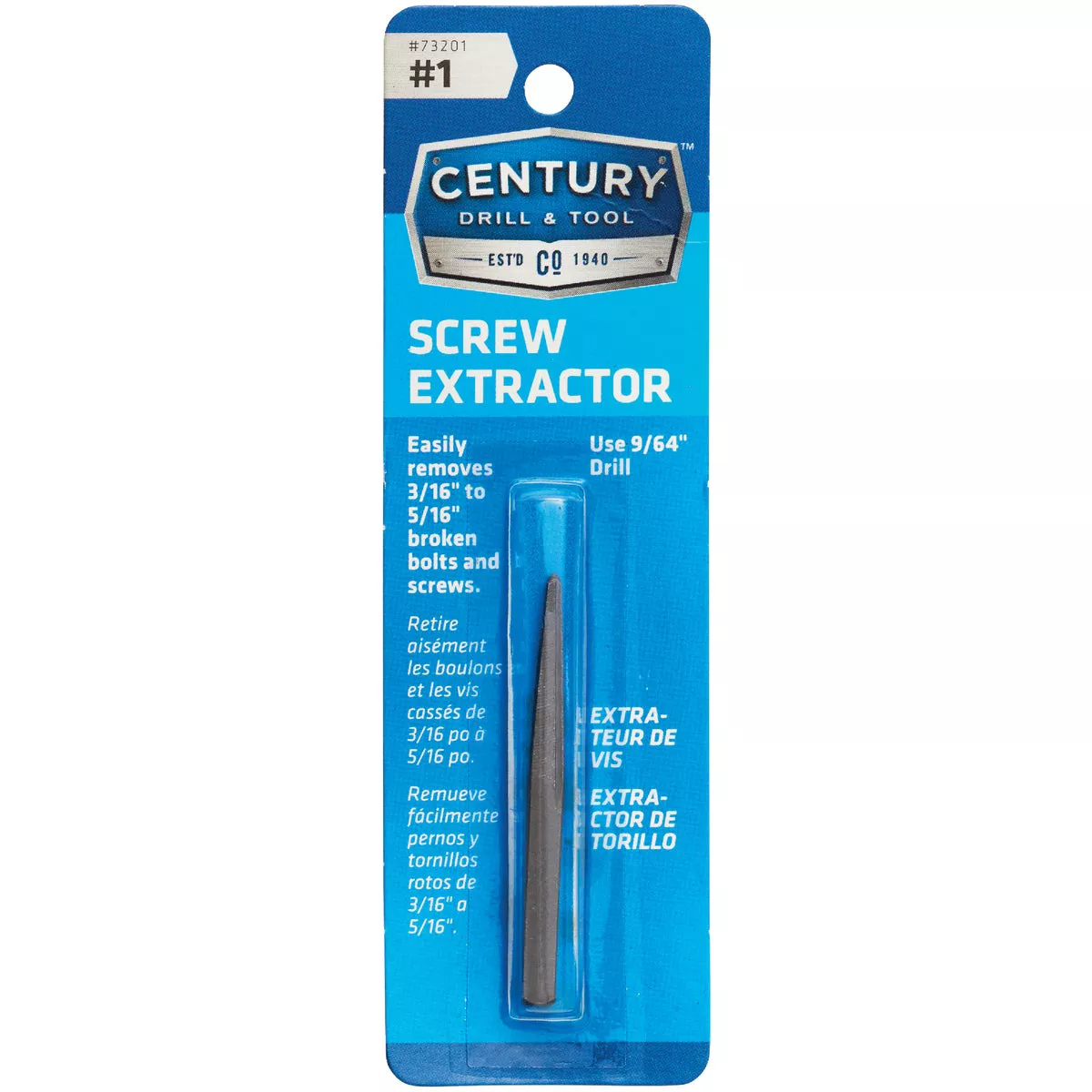 Century Drill & Tool #1 Straight Flute Screw Extractor