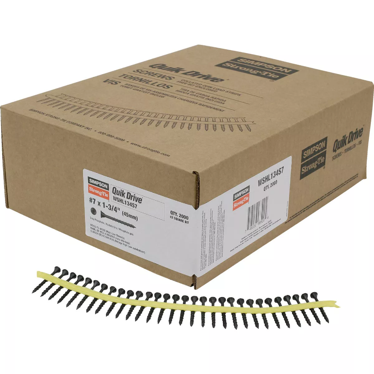 Simpson Strong-Tie #7 x 1-3/4 In. WSHL Subfloor Collated Wood Screw Square Drive, Gray Phosphate Finish (2000-Ct.) - photo 3