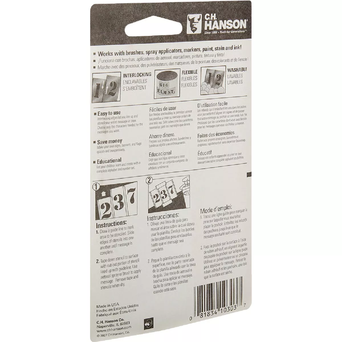 CH Hanson 1 In. Numeral Stencil Set (15 Piece) - photo 3