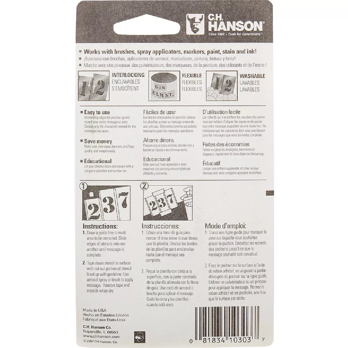 CH Hanson 1 In. Numeral Stencil Set (15 Piece) - photo 4