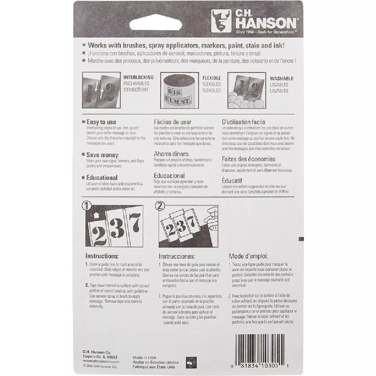 C.H. Hanson 2 In. Numeral Stencil Set (15 Piece) - photo 4