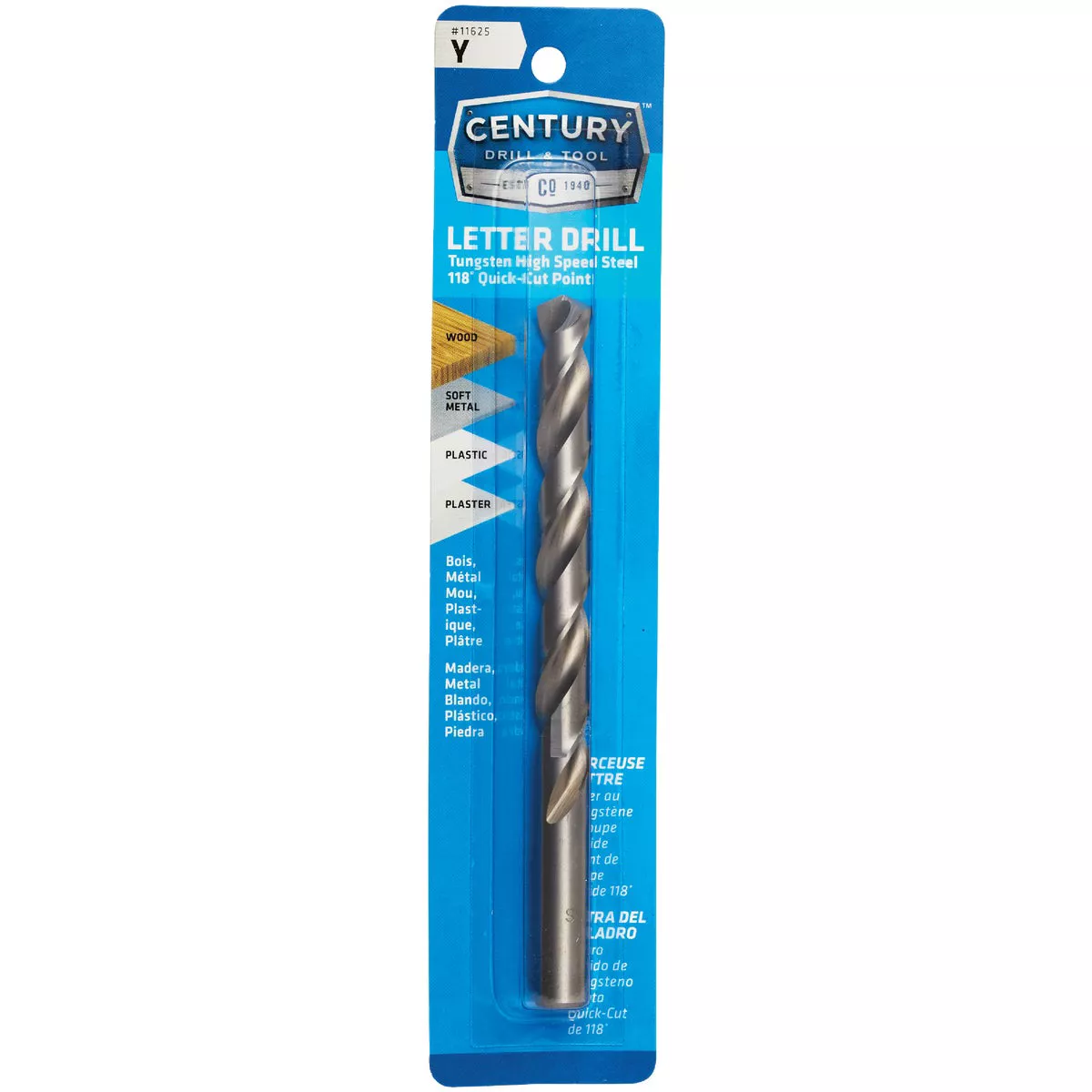Century Drill & Tool Letter Y Tungsten High Speed Steel Quick-Cut Point Drill Bit