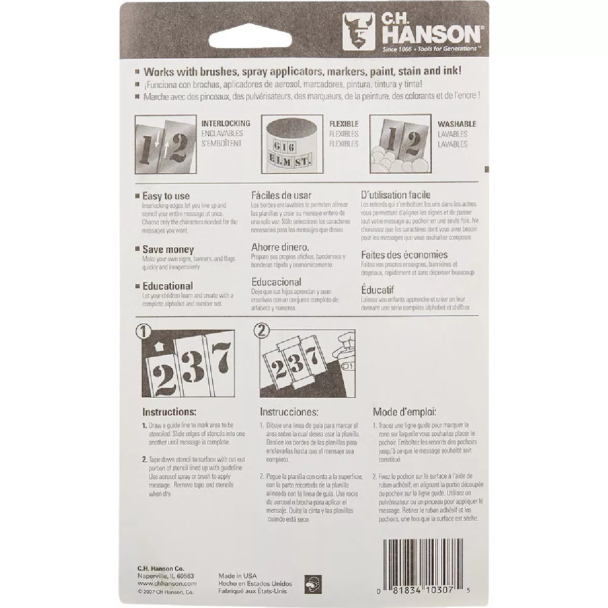 C.H. Hanson 3 In. Numeral Stencil Set (15 Piece) - photo 3
