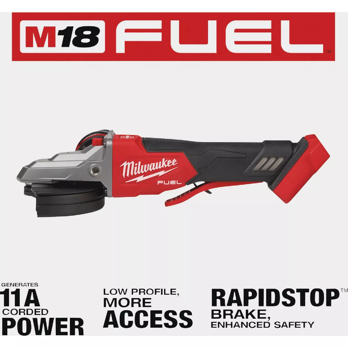 Milwaukee M18 FUEL 5 In. Brushless Flathead Braking Cordless Angle Grinder with Paddle Switch No-Lock (Tool Only) - photo 3