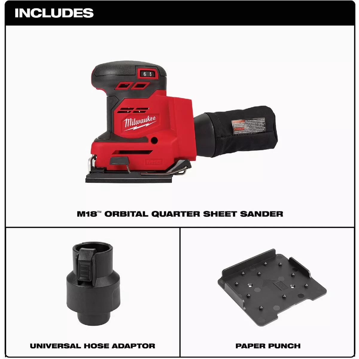 Milwaukee M18 Orbital 1/4 Sheet Variable Speed Cordless Sander (Tool Only) - photo 3