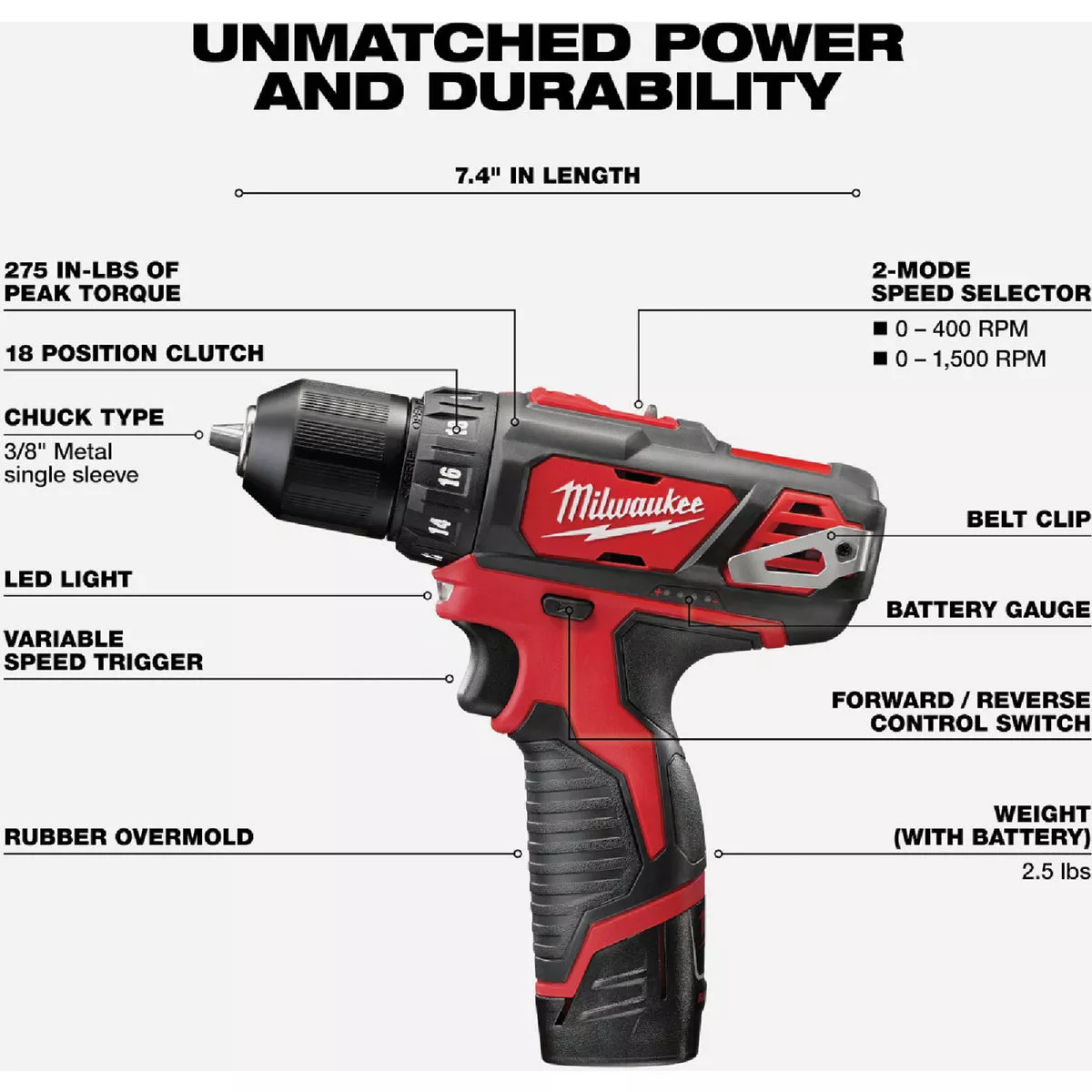 Milwaukee M12 3/8 In. Cordless Drill/Driver Kit with (2) 1.5 Ah Batteries & Charger - photo 3