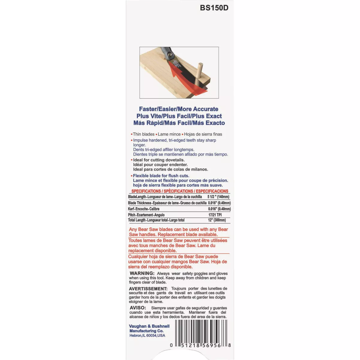 Vaughan 5-1/2 In. 17 & 21 TPI Fine & Extra Fine Cut Mini Double Edge Pull Saw - photo 4