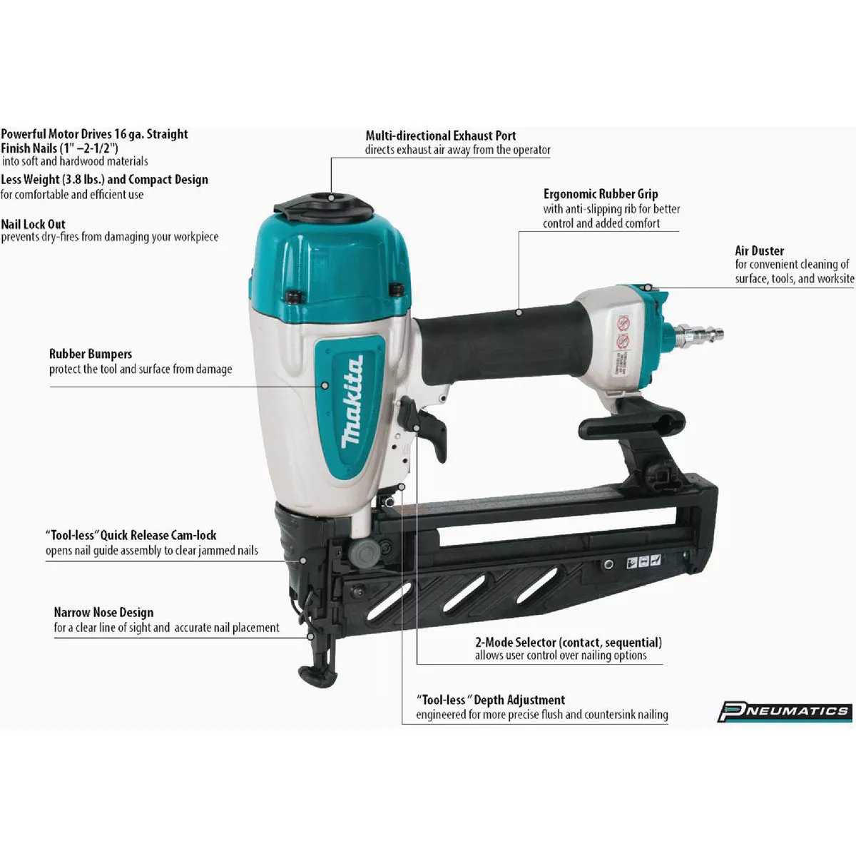 Makita 16-Gauge 2-1/2 In. Straight Finish Nailer - photo 17