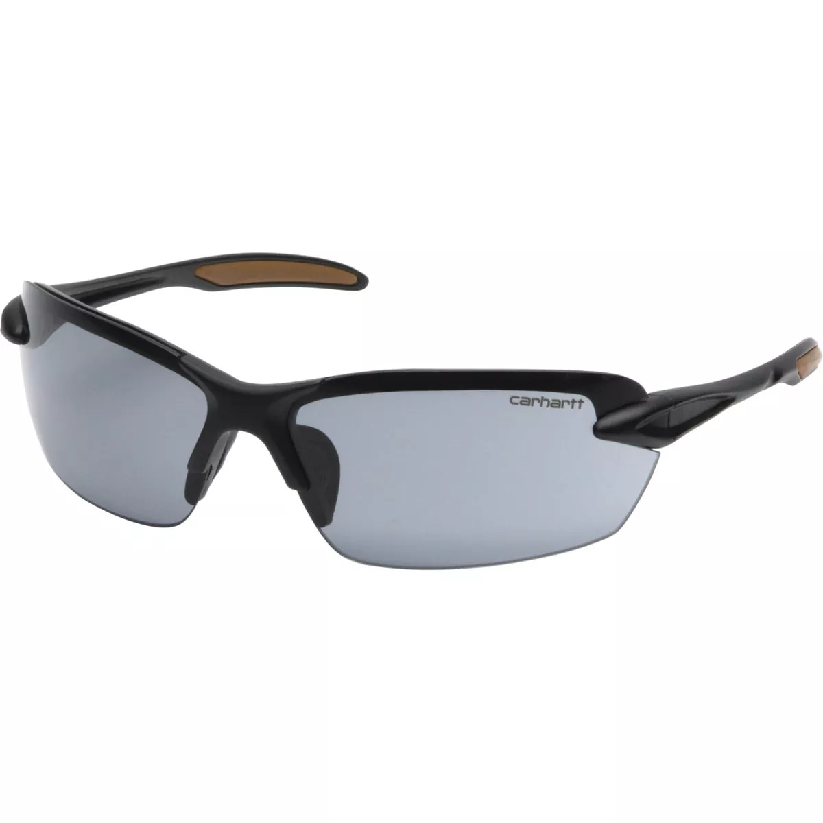 Carhartt Spokane Black Temple Safety Glasses with Gray Lenses