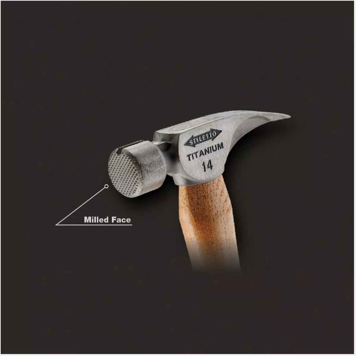 Stiletto 14 Oz. Milled-Face Framing Hammer with Curved Hickory Handle - photo 4