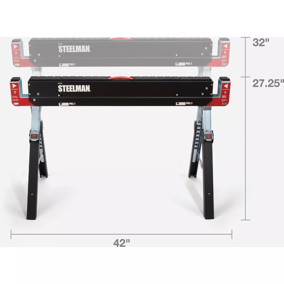Steelman 42 In. Adjustable Folding Multi-Purpose Sawhorse - photo 7