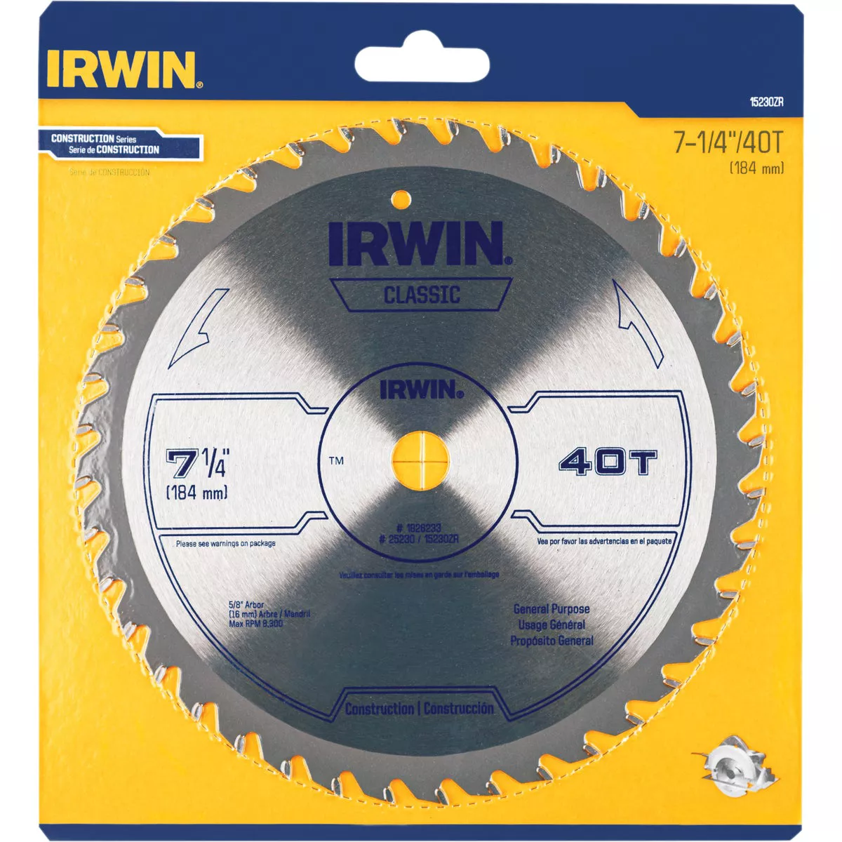 Irwin Classic Series 7-1/4 In. 40-Tooth Trim/Finish Circular Saw Blade - photo 2