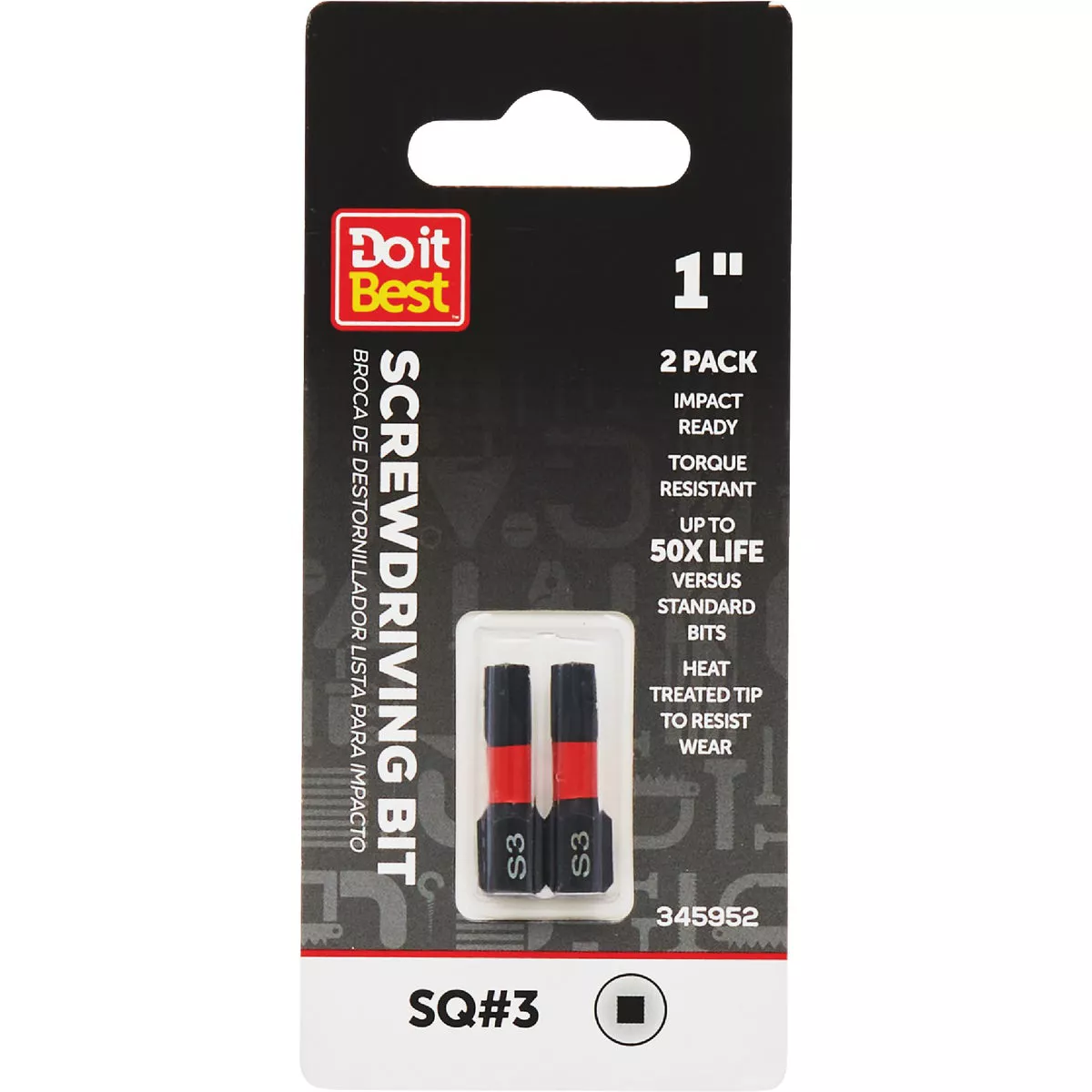 Do it Best 1 In. Square #3 Impact Ready Screwdriver Bit (2-Pack)