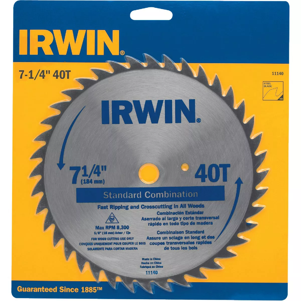 Irwin Steel 7-1/4 In. 40-Tooth Ripping/Crosscutting Circular Saw Blade