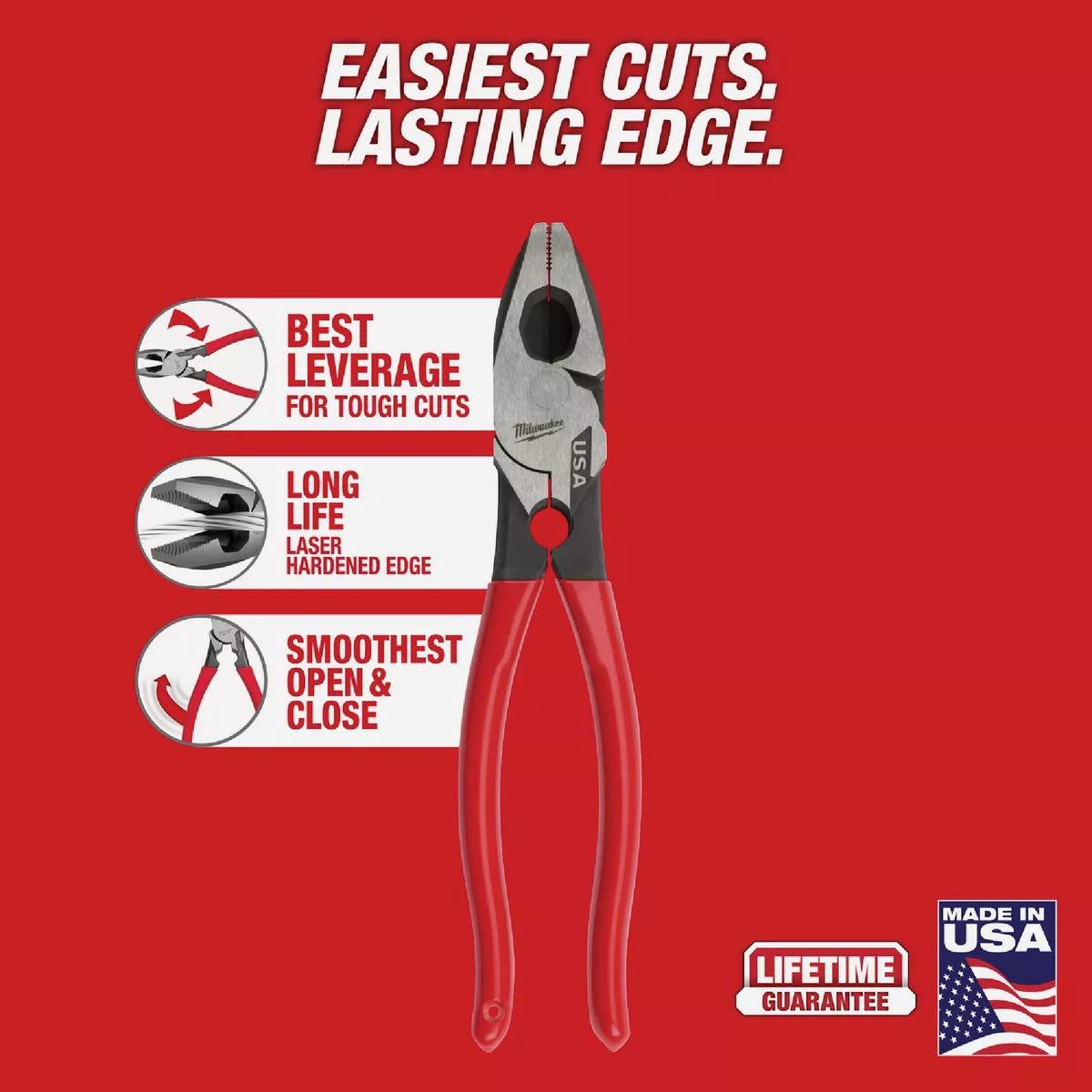 Milwaukee 9 In. Dipped Grip Linesman Pliers with Thread Cleaner - photo 3