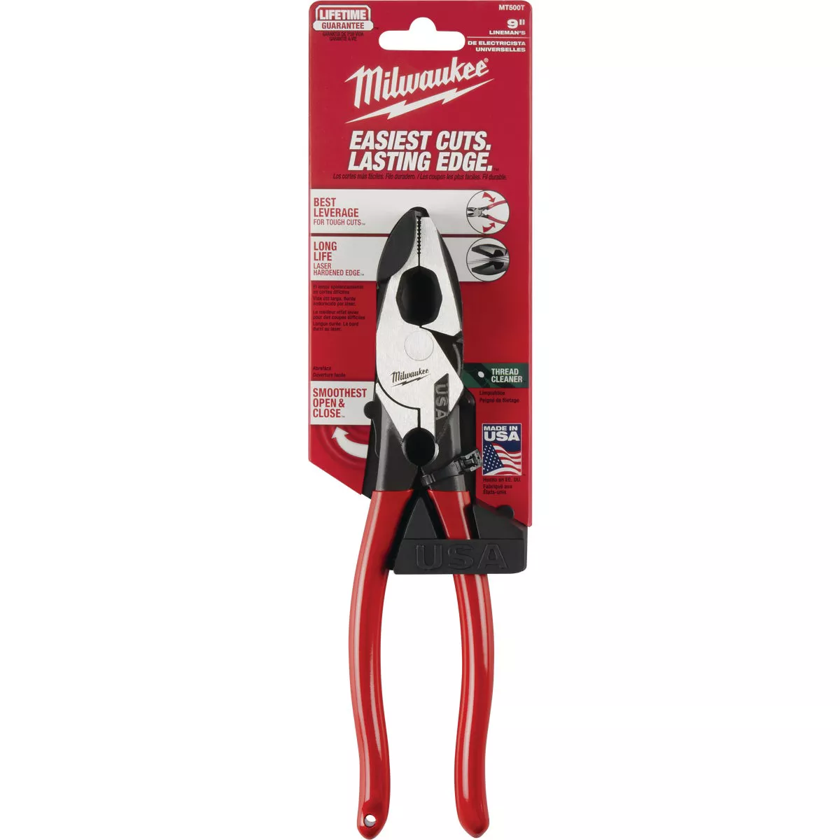 Milwaukee 9 In. Dipped Grip Linesman Pliers with Thread Cleaner - photo 2
