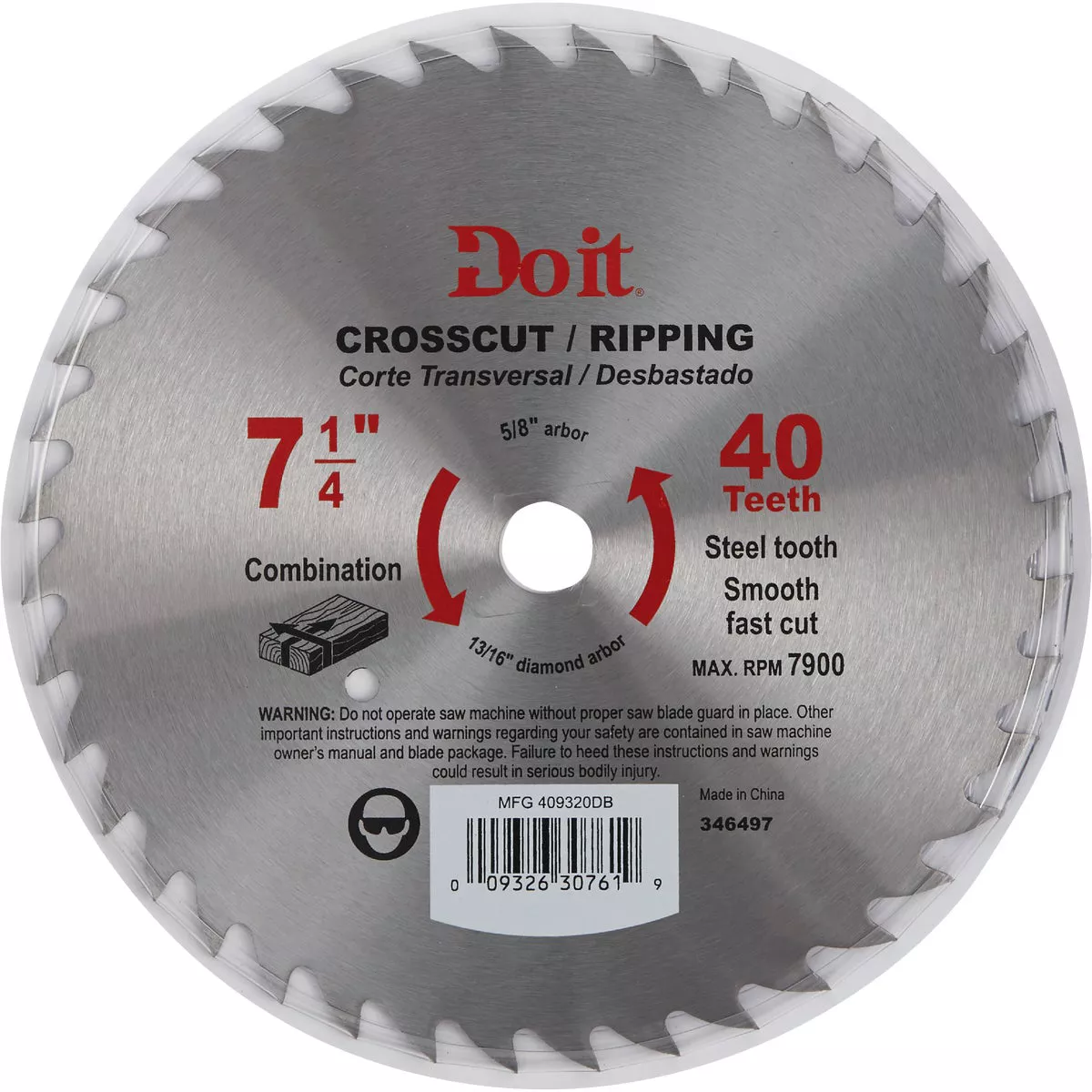 Do it 7-1/4 In. 40-Tooth Cutoff/Rip Circular Saw Blade, Bulk - photo 2