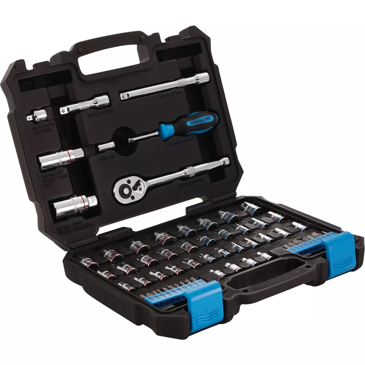 Channellock SAE/Metric 1/4 In. & 3/8 In. Drive Combination Ratchet & Socket Set (63-Piece)