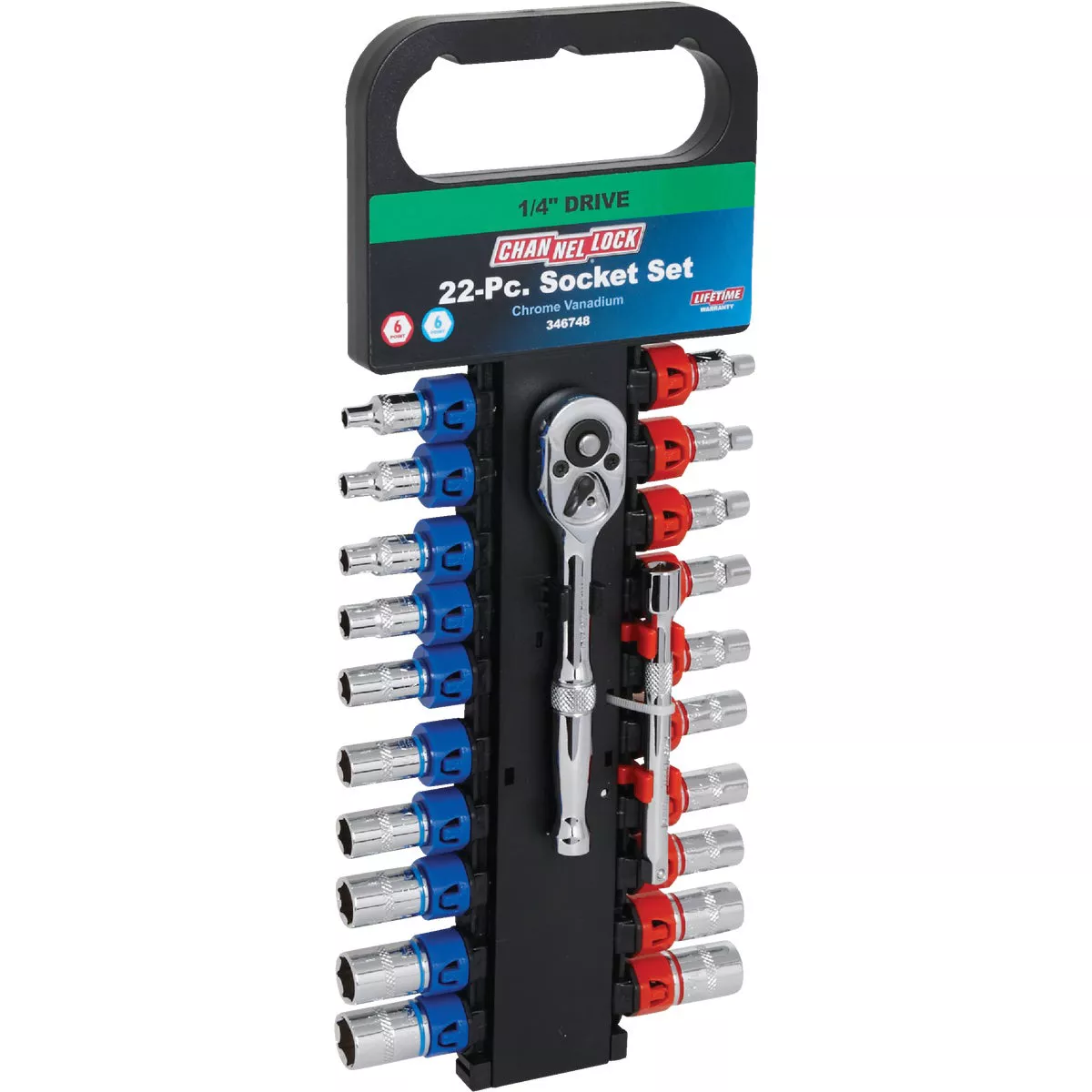 Channellock Standard/Metric 1/4 In. Drive 6-Point Shallow Ratchet & Socket Set (22-Piece)