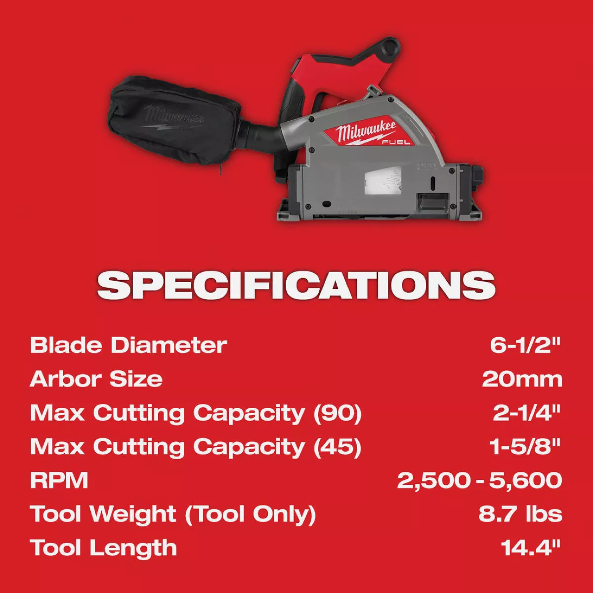 Milwaukee M18 FUEL Brushless 6-1/2 In. Cordless Plunge Track Saw (Tool Only) - photo 9