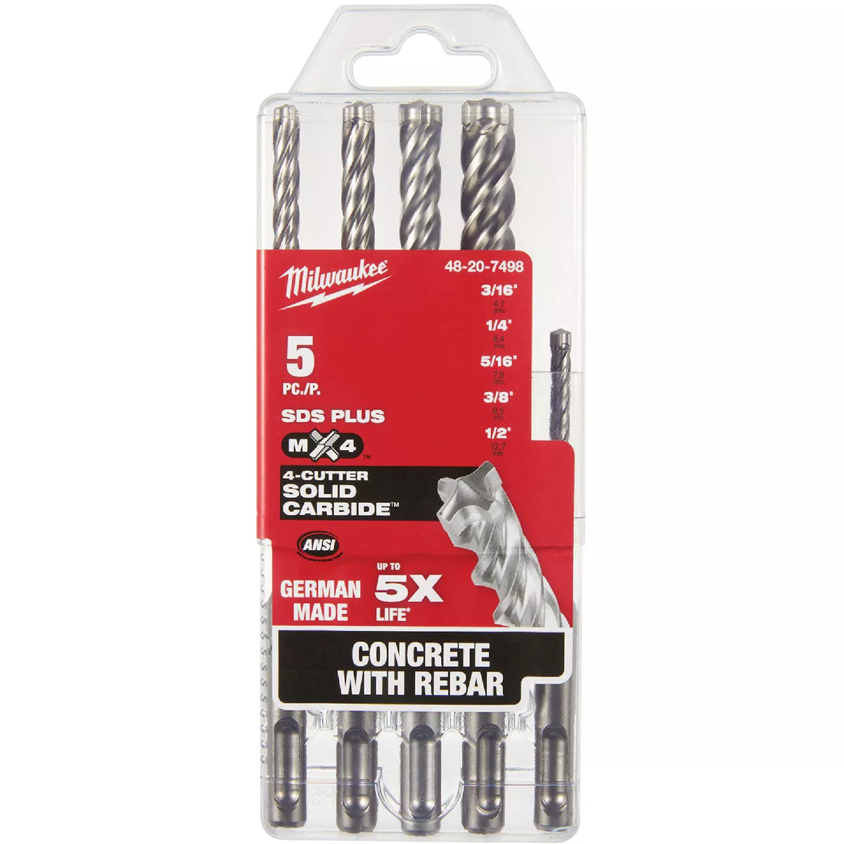 Milwaukee MX4 SDS-PLUS 4-Cutter Rotary Hammer Drill Bit Set (5-Piece) - photo 2